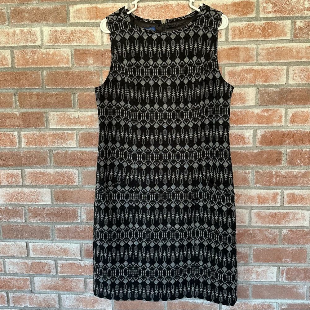 Pendleton 100% Virgin Wool Sleeveless Shift  Dress Women’s 12 Gray Black Aztec
